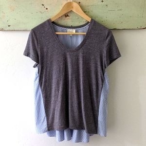 ANTHRO I Callisto Stripe Short-Sleeve Mixed Media Swing Top by Deletta, S